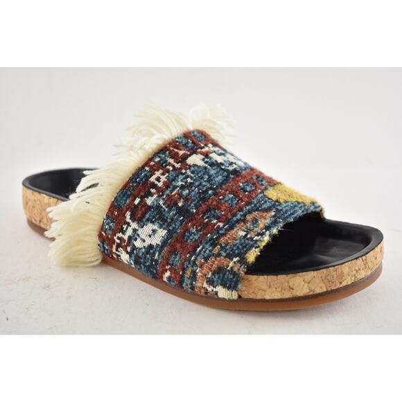 Chloe Kerenin Kilim Rug Tapestry Fringe Multicolor Slide Slip On Flat Sandal 36 - Picture 4 of 14